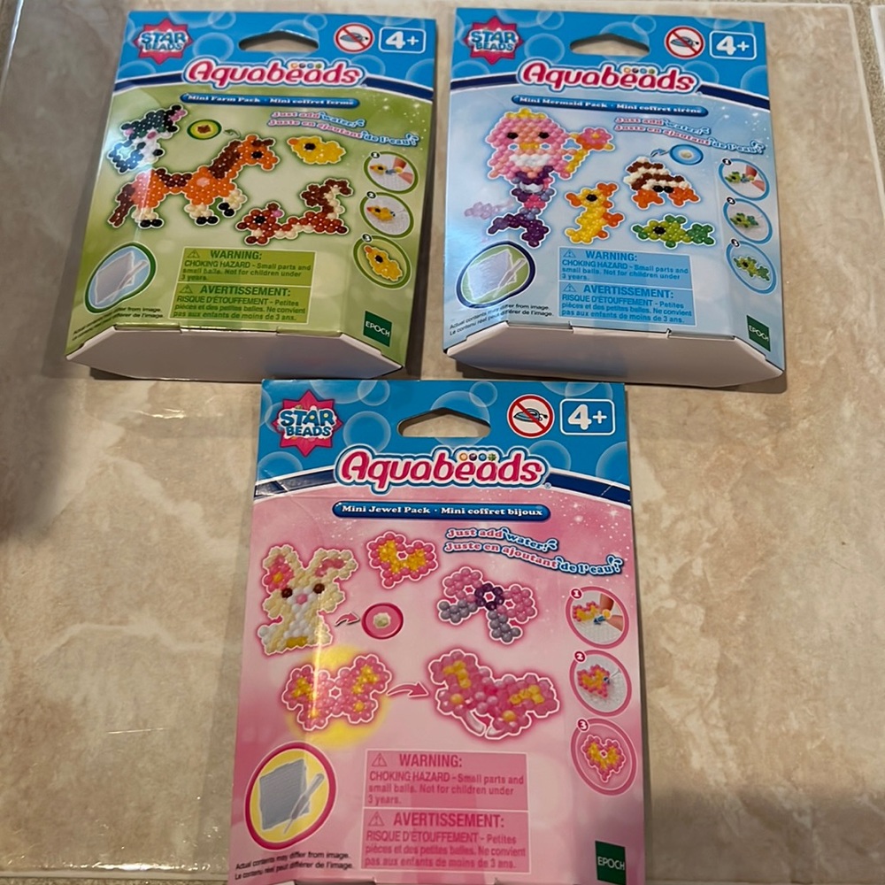 3pc aqua beads mini jewel packs